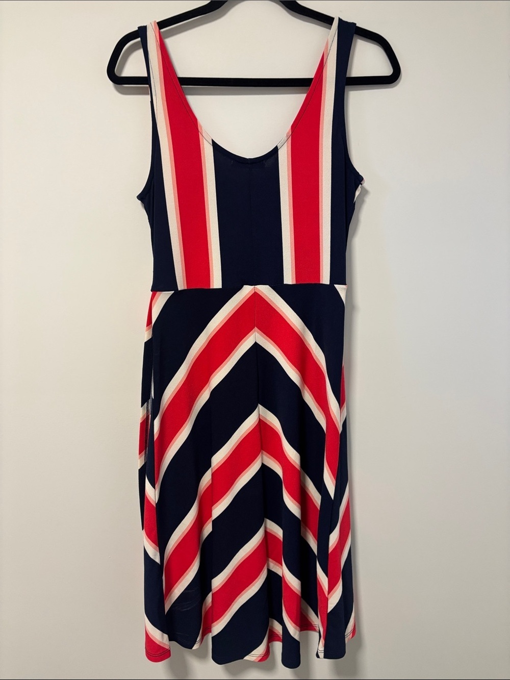 Dex Striped Navy, Pink & Cream  Wrap Style Dress - Picture 9 of 10